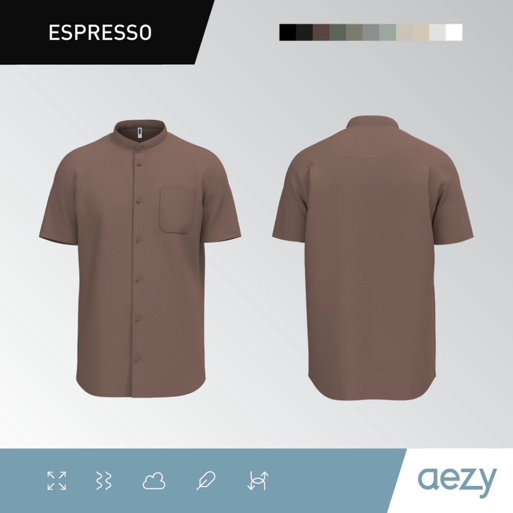 KEMEJA AEZY STAND COLLAR SHORT SLEEVE